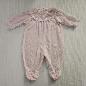 Soft Pink Baby Girls Heart One Piece Pj Sleeper Outfit 3-6months